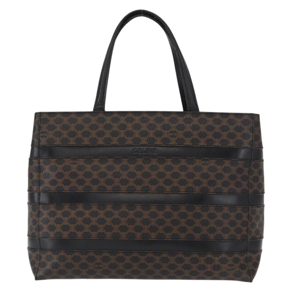 CELINE Macadam Canvas Tote Bag PVC Leather Black Gold Auth 155936 - Picture 13 of 16